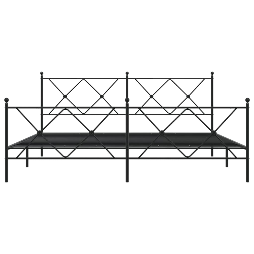Cadre de lit métal sans matelas avec pied de lit noir 183x213cm - XIOS
