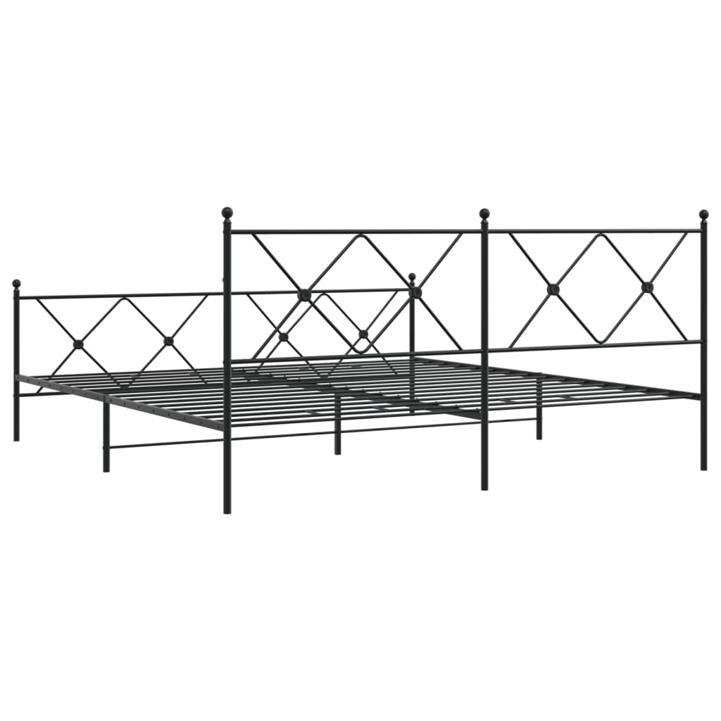 Cadre de lit métal sans matelas avec pied de lit noir 183x213cm - XIOS