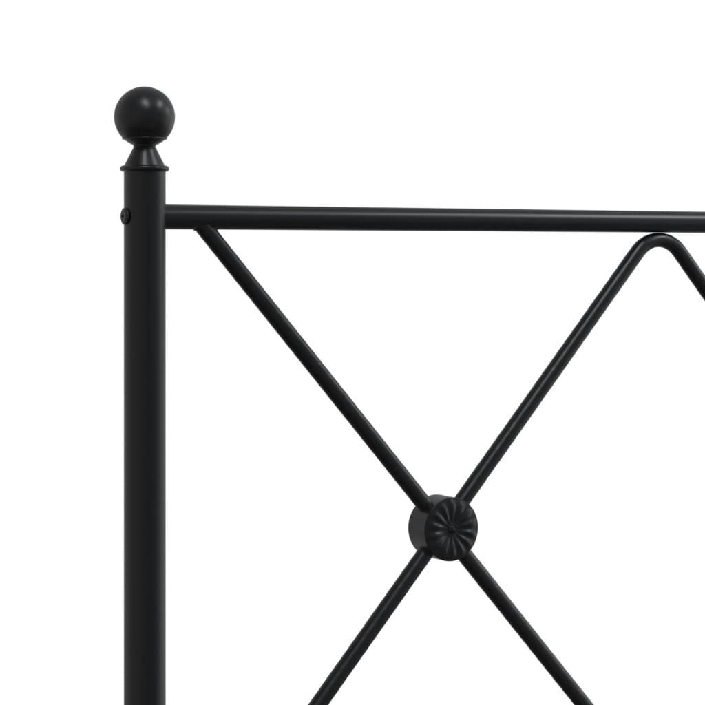 Cadre de lit métal sans matelas avec pied de lit noir 193x203cm - XIOS