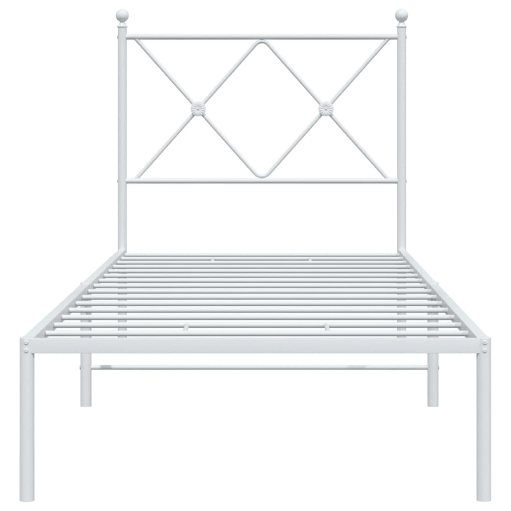 Cadre de lit métal sans matelas avec tête de lit blanc 75x190cm - XIOS