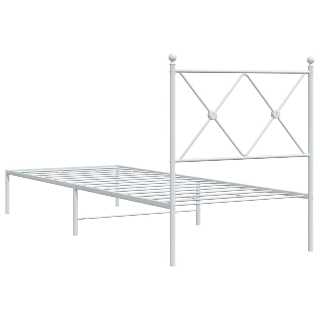 Cadre de lit métal sans matelas avec tête de lit blanc 80x200cm - XIOS