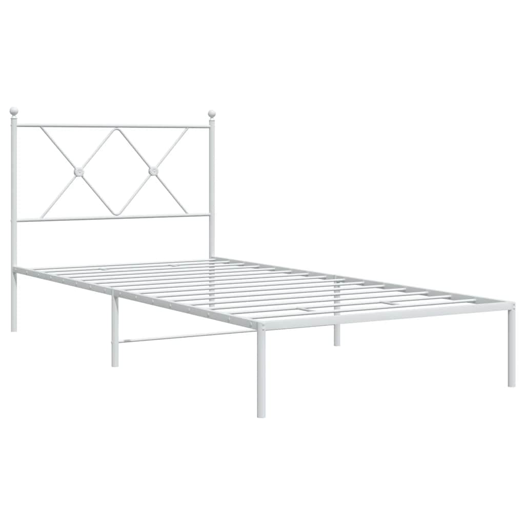 Cadre de lit métal sans matelas avec tête de lit blanc 90x190cm - XIOS