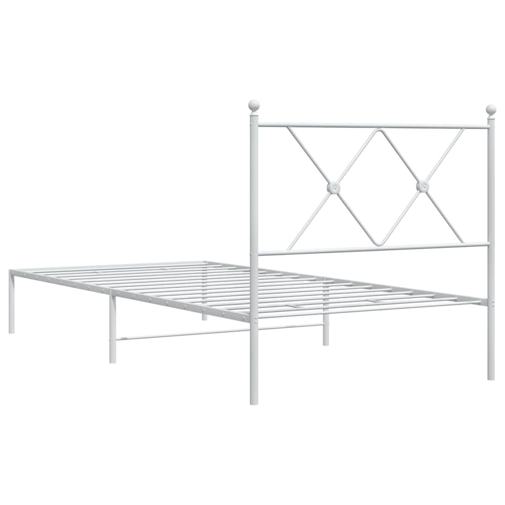 Cadre de lit métal sans matelas avec tête de lit blanc 90x190cm - XIOS