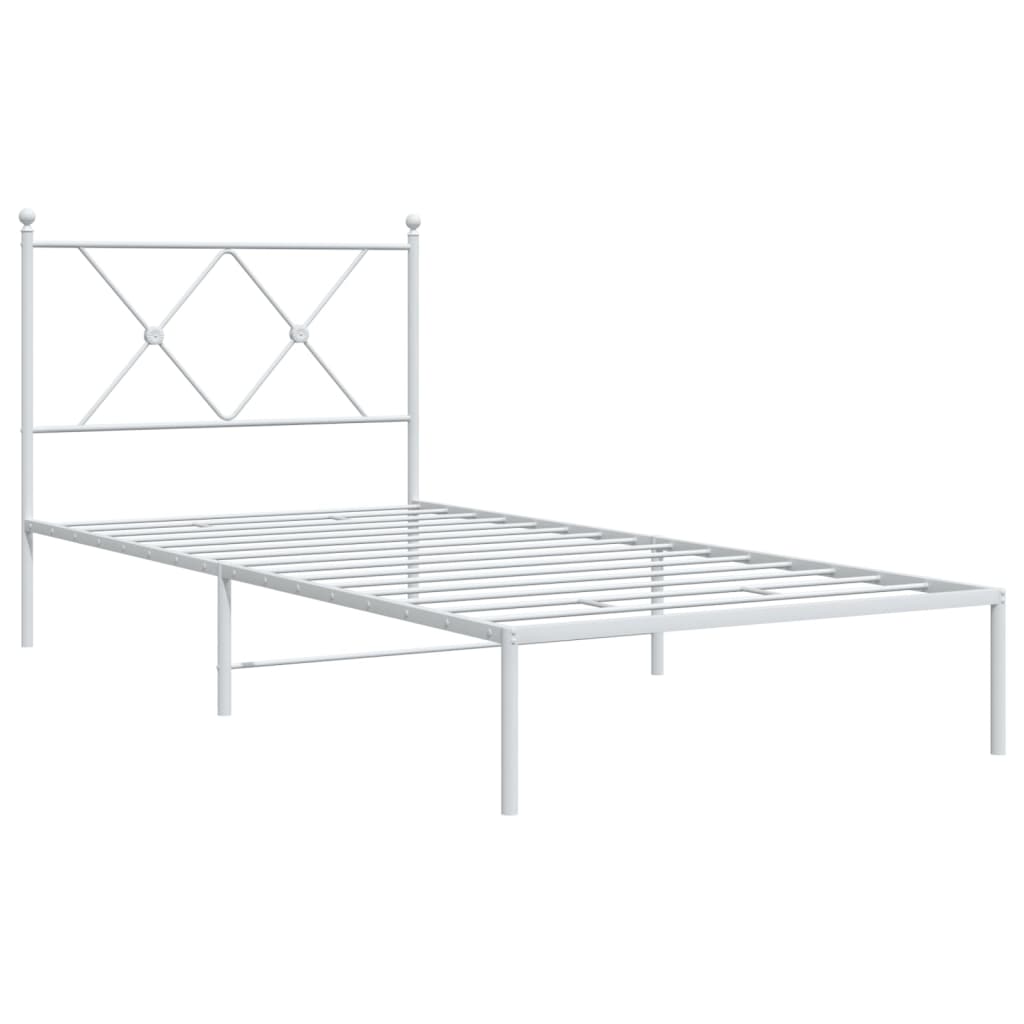 Cadre de lit métal sans matelas avec tête de lit blanc 90x200cm - XIOS
