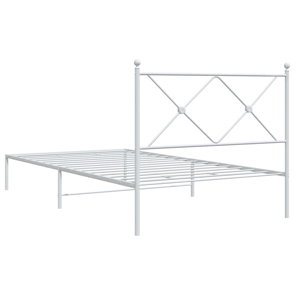 Cadre de lit métal sans matelas et tête de lit blanc 100x190 cm - XIOS