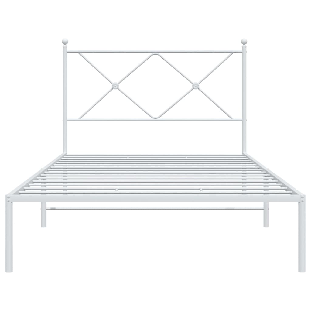Cadre de lit métal sans matelas et tête de lit blanc 107x203 cm - XIOS