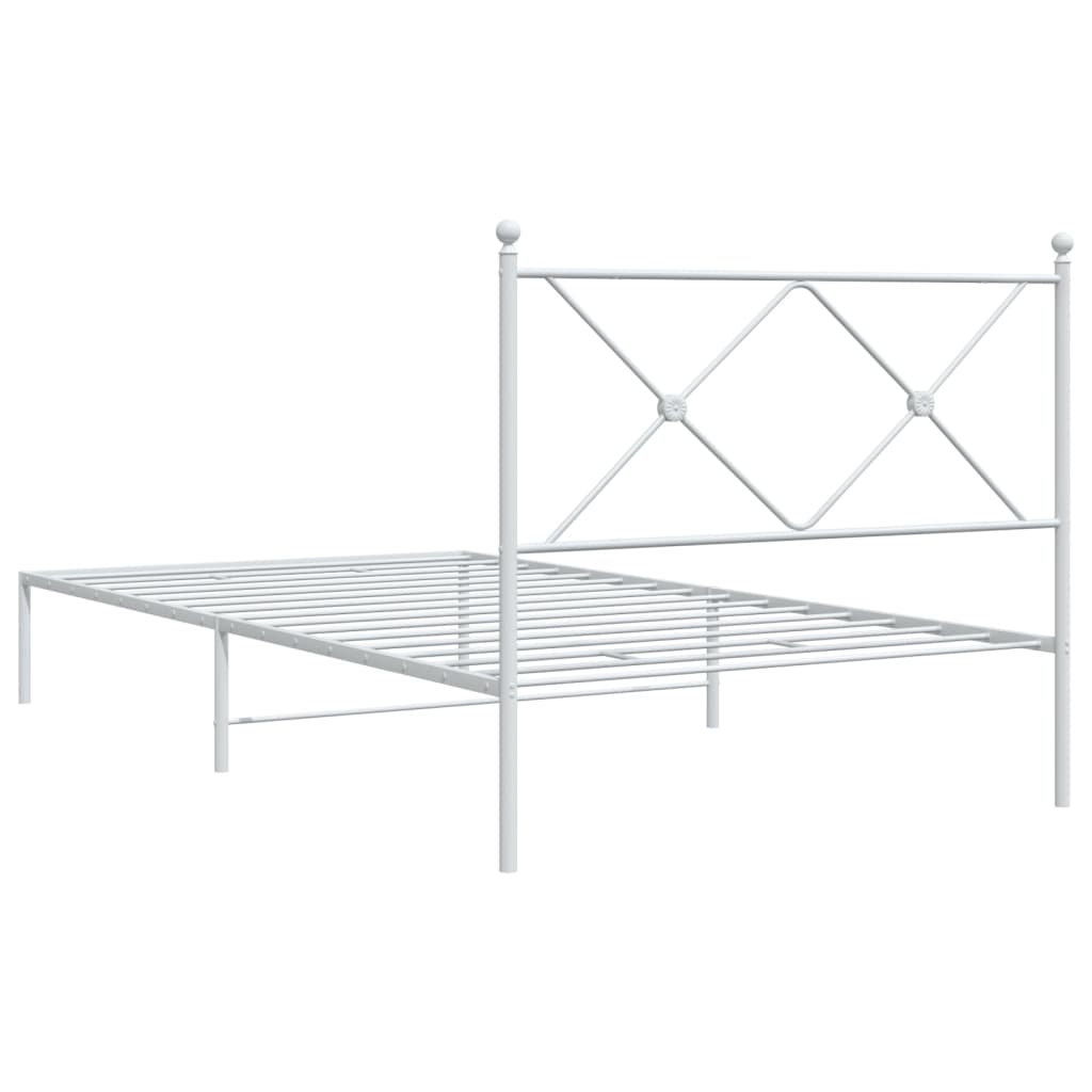 Cadre de lit métal sans matelas et tête de lit blanc 107x203 cm - XIOS