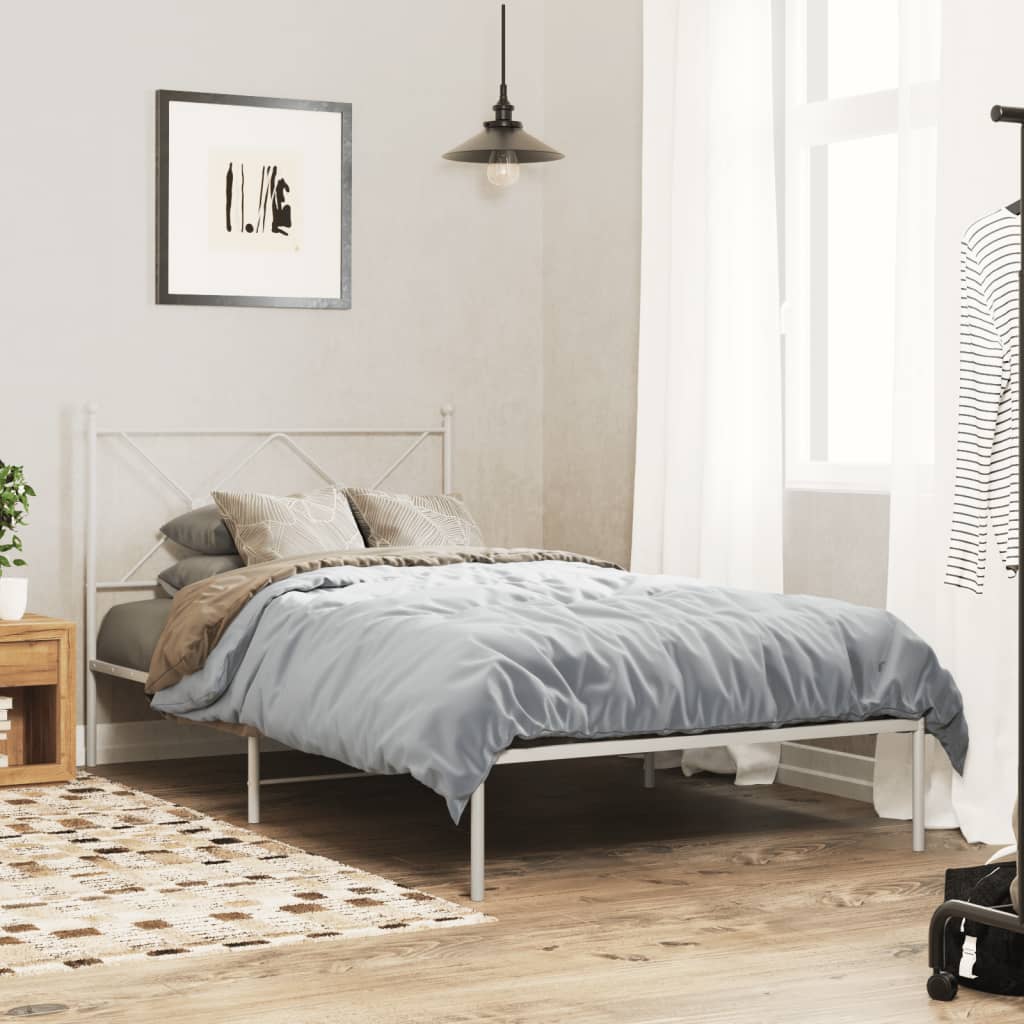 Cadre de lit métal sans matelas et tête de lit blanc 107x203 cm - XIOS
