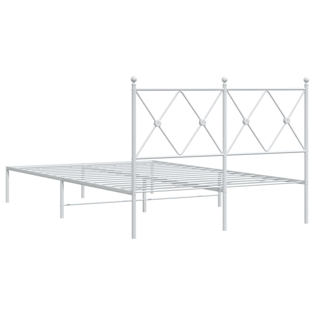 Cadre de lit métal sans matelas et tête de lit blanc 120x190 cm - XIOS