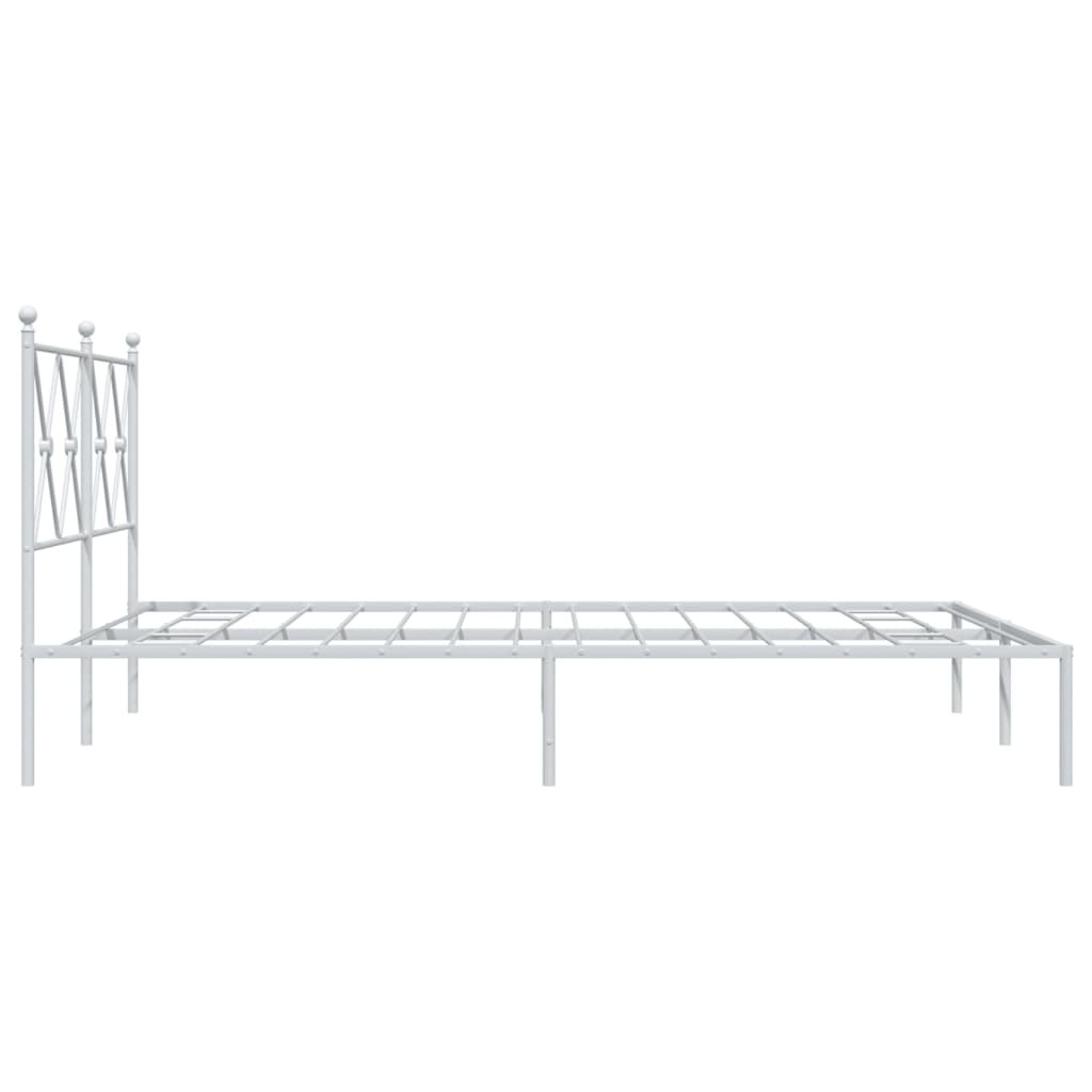 Cadre de lit métal sans matelas et tête de lit blanc 135x190 cm - XIOS