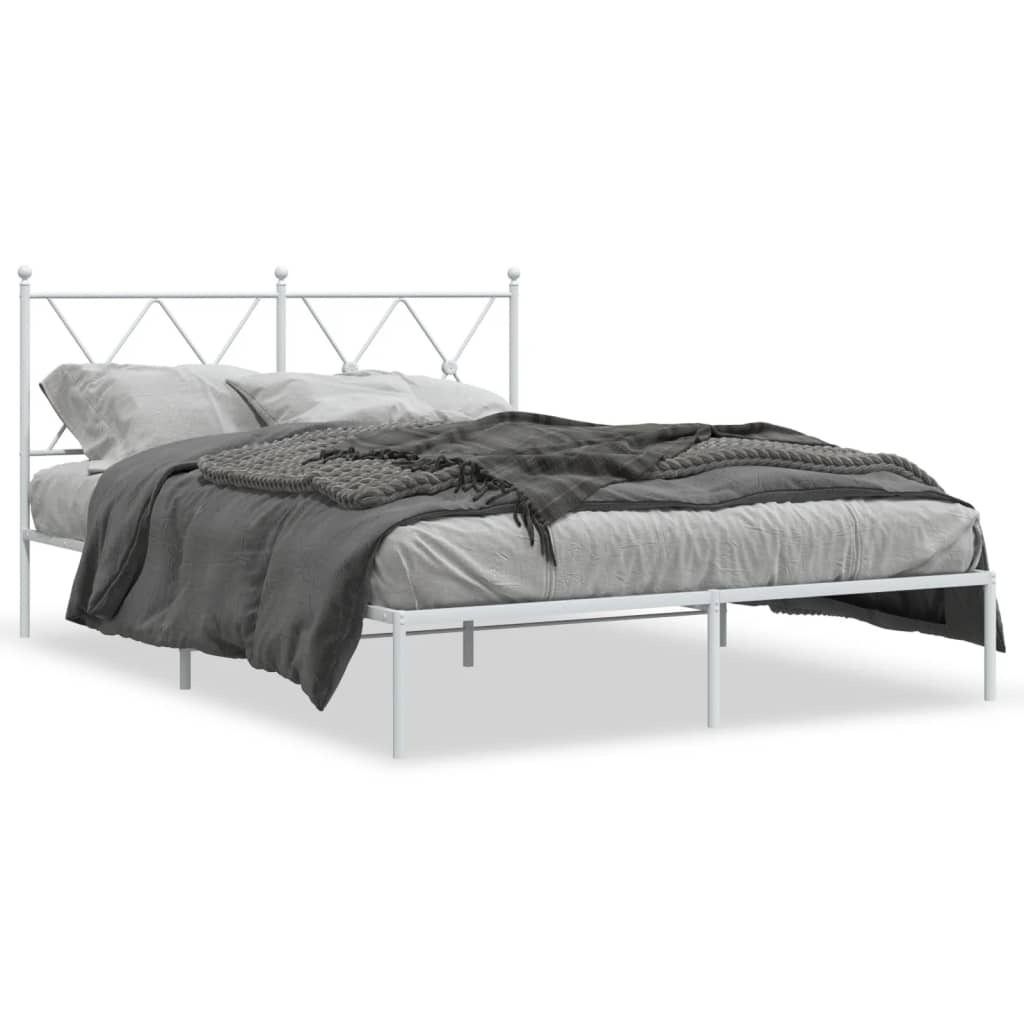 Cadre de lit métal sans matelas et tête de lit blanc 140x190 cm - XIOS