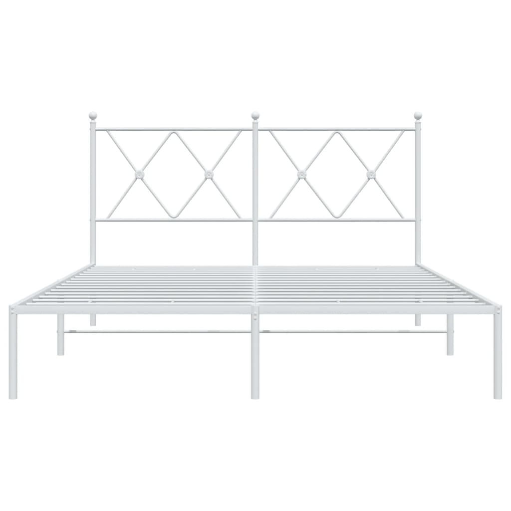 Cadre de lit métal sans matelas et tête de lit blanc 140x190 cm - XIOS