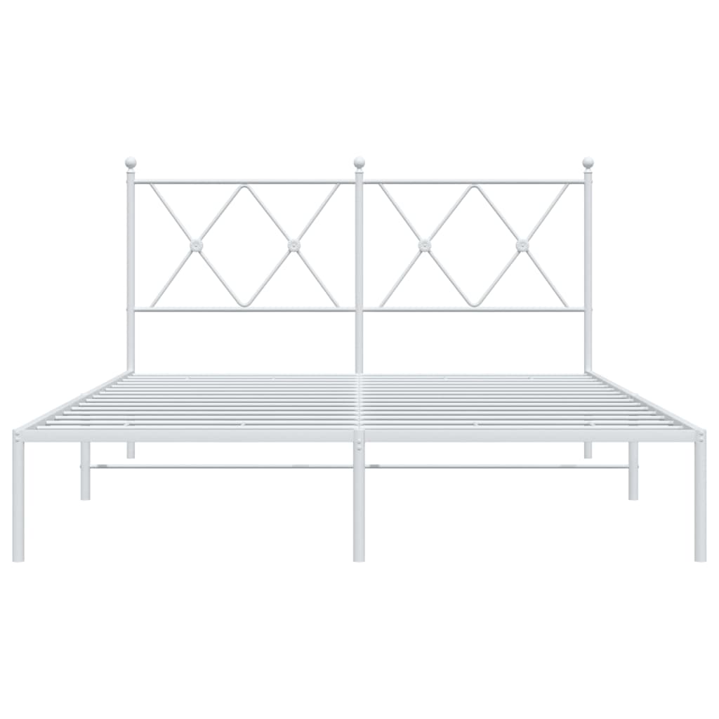 Cadre de lit métal sans matelas et tête de lit blanc 140x200 cm - XIOS