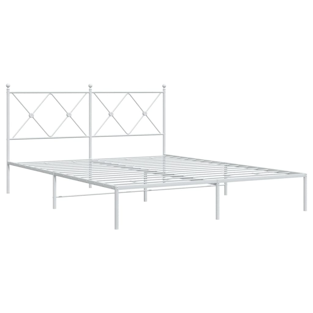 Cadre de lit métal sans matelas et tête de lit blanc 150x200 cm - XIOS