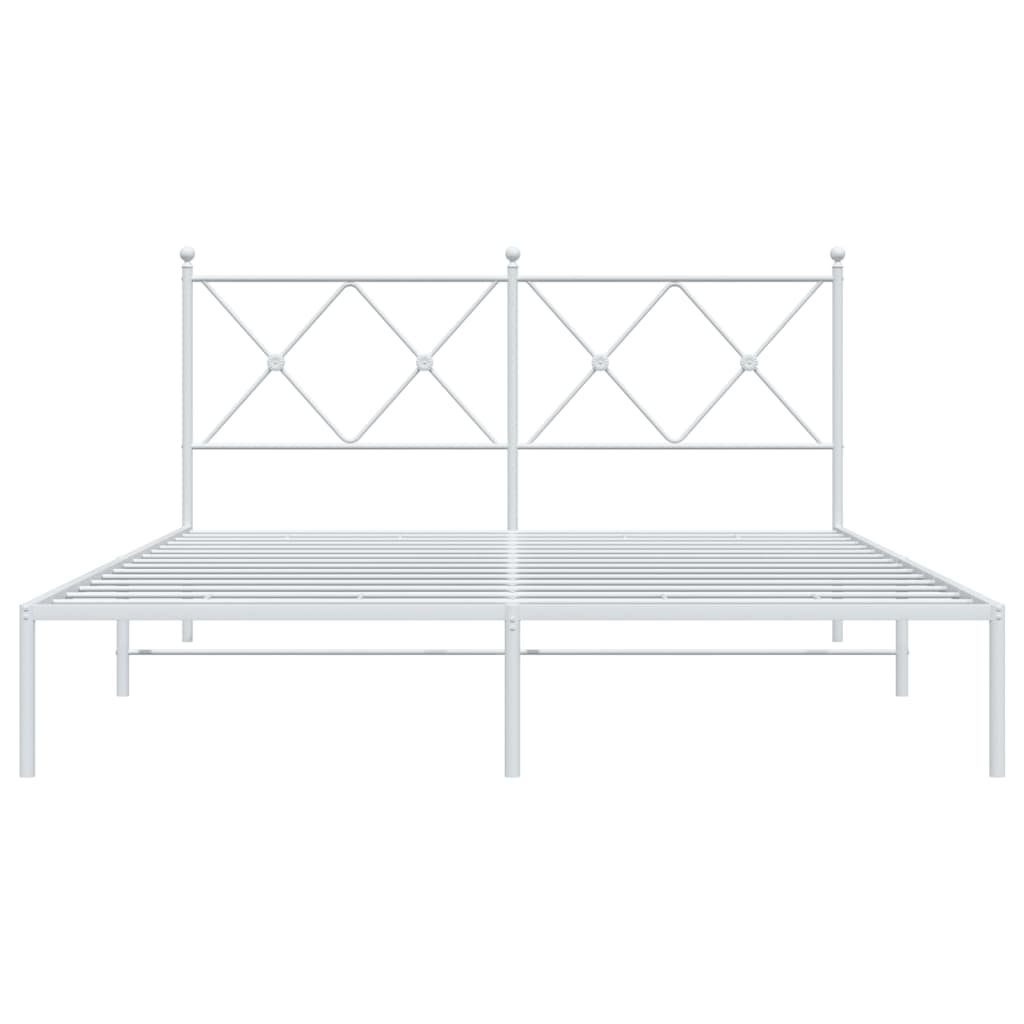 Cadre de lit métal sans matelas et tête de lit blanc 150x200 cm - XIOS