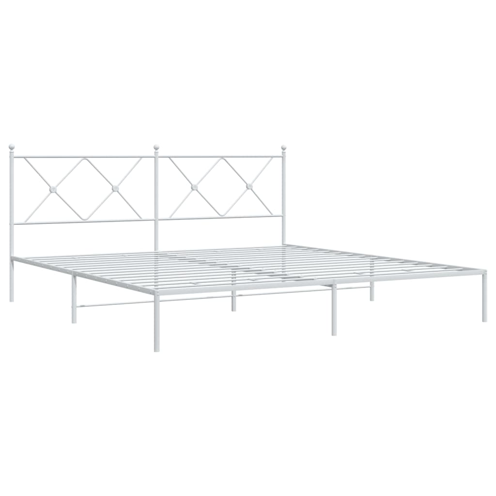 Cadre de lit métal sans matelas et tête de lit blanc 180x200 cm - XIOS