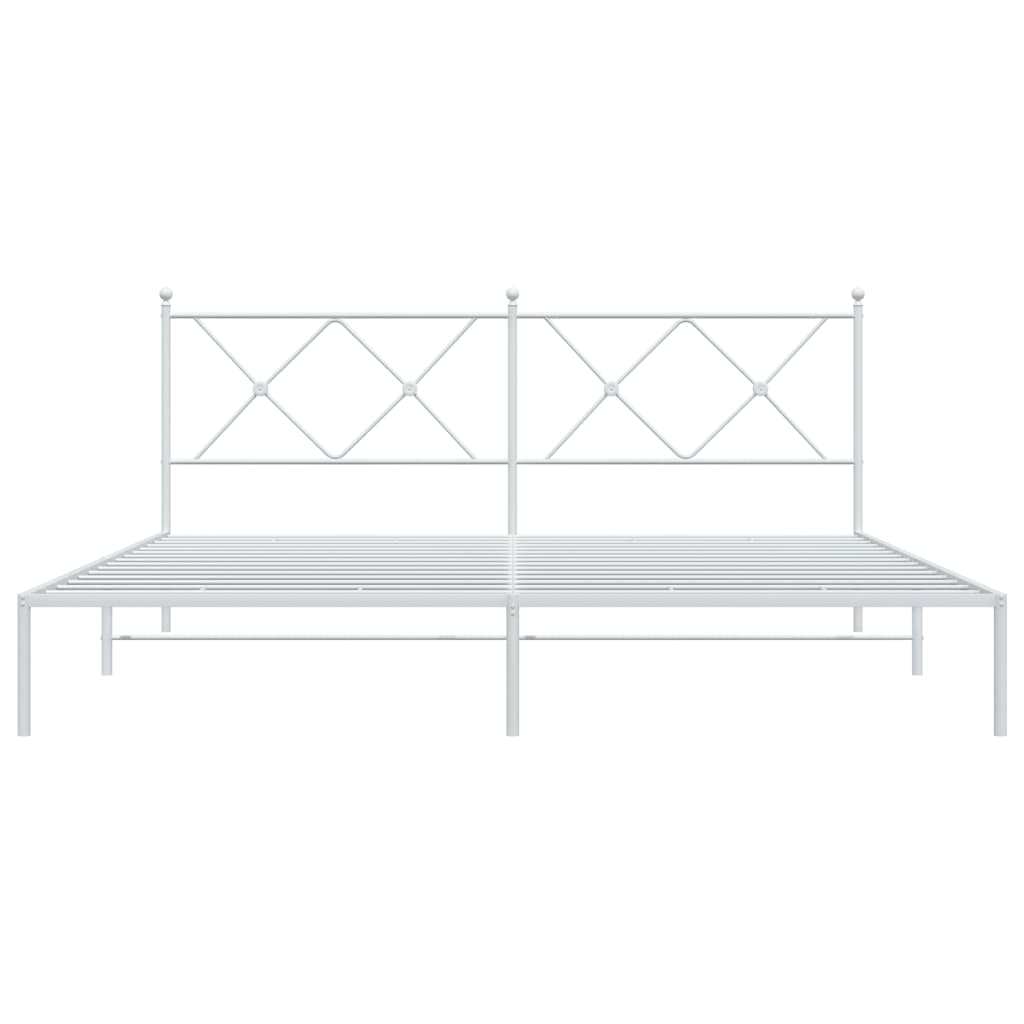 Cadre de lit métal sans matelas et tête de lit blanc 180x200 cm - XIOS
