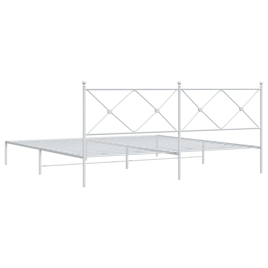 Cadre de lit métal sans matelas et tête de lit blanc 193x203 cm - XIOS