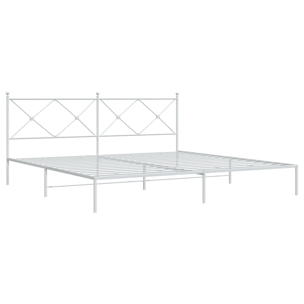Cadre de lit métal sans matelas et tête de lit blanc 200x200 cm - XIOS