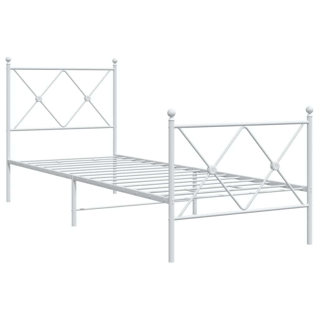 Cadre de lit métal sans matelas avec pied de lit blanc 80x200cm - XIOS