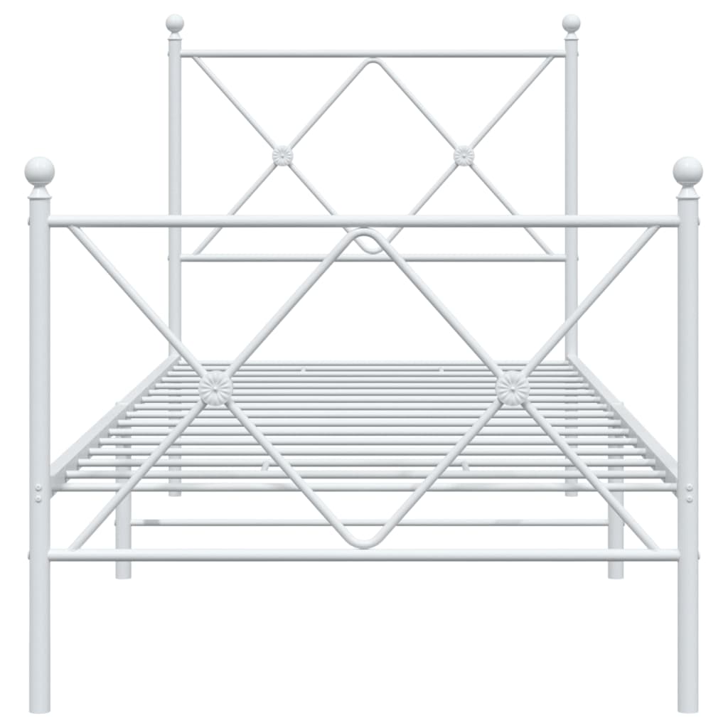 Cadre de lit métal sans matelas avec pied de lit blanc 80x200cm - XIOS