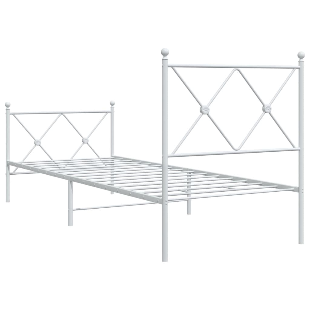 Cadre de lit métal sans matelas avec pied de lit blanc 80x200cm - XIOS