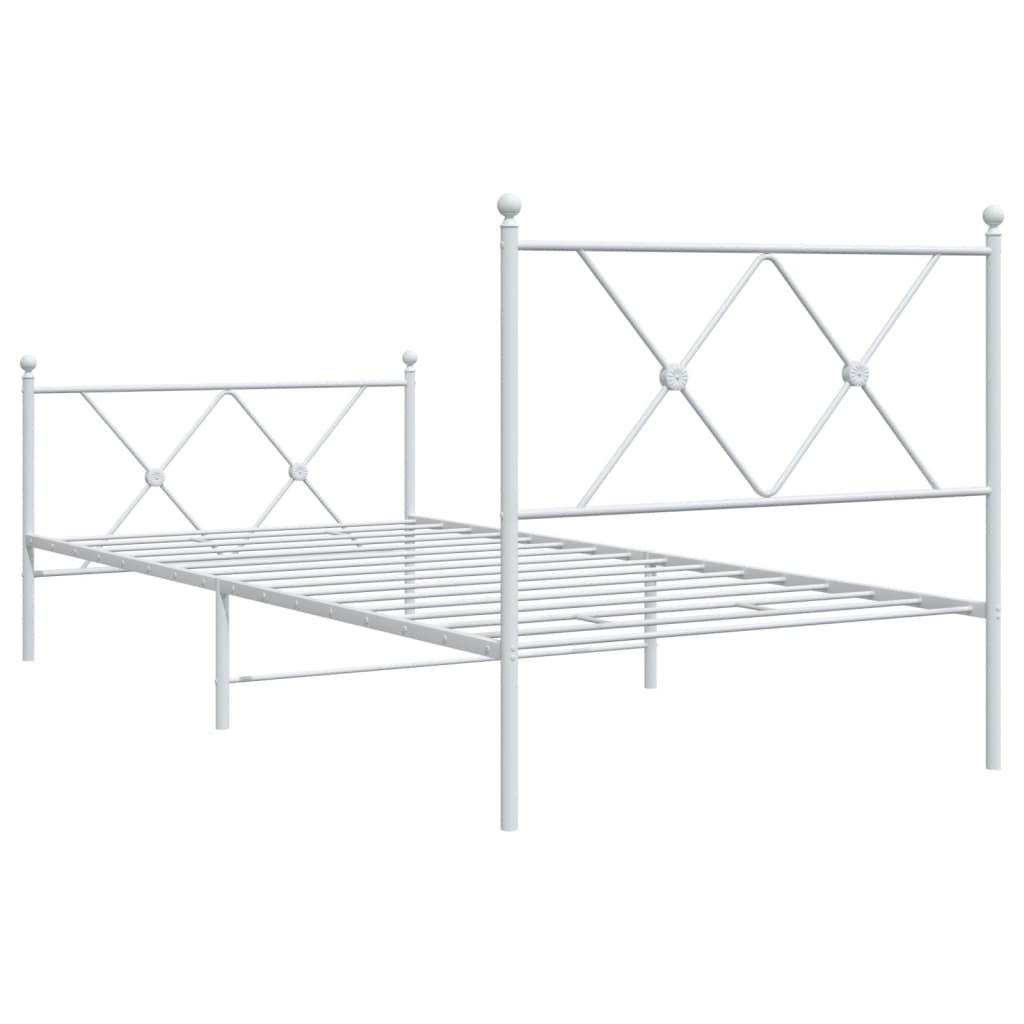 Cadre de lit métal sans matelas avec pied de lit blanc 90x200cm - XIOS