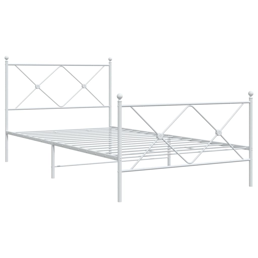 Cadre de lit métal sans matelas et pied de lit blanc 100x200 cm - XIOS
