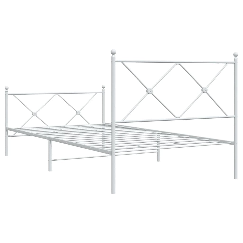 Cadre de lit métal sans matelas et pied de lit blanc 100x200 cm - XIOS