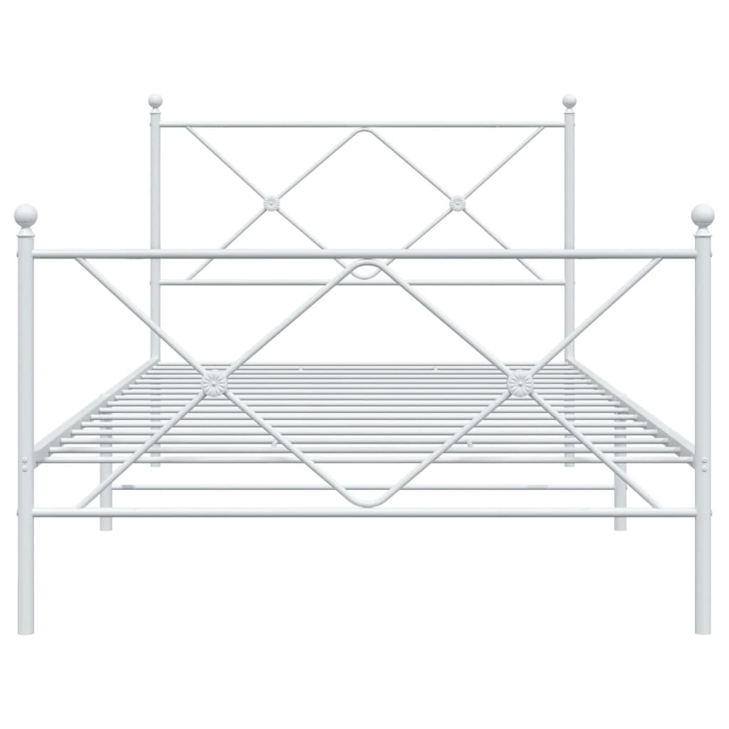 Cadre de lit métal sans matelas et pied de lit blanc 107x203 cm - XIOS