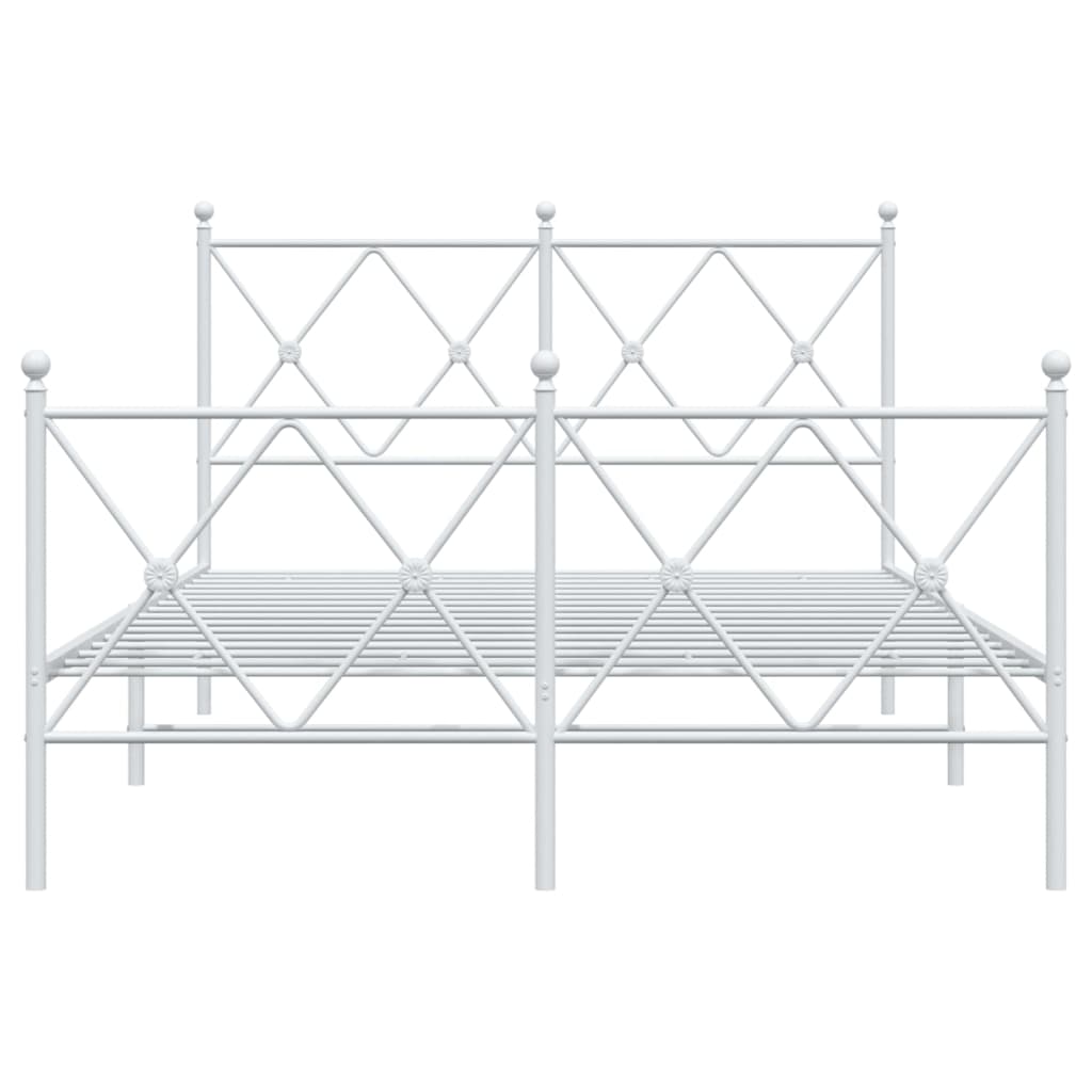 Cadre de lit métal sans matelas et pied de lit blanc 120x200 cm - XIOS