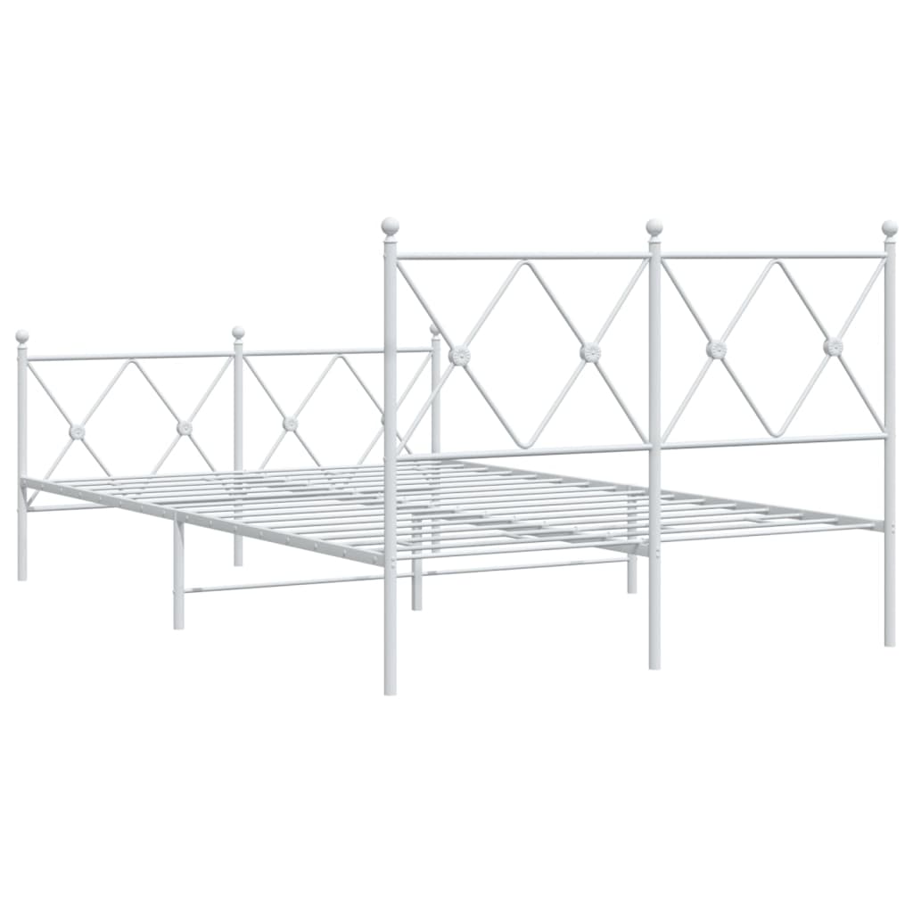 Cadre de lit métal sans matelas et pied de lit blanc 120x200 cm - XIOS
