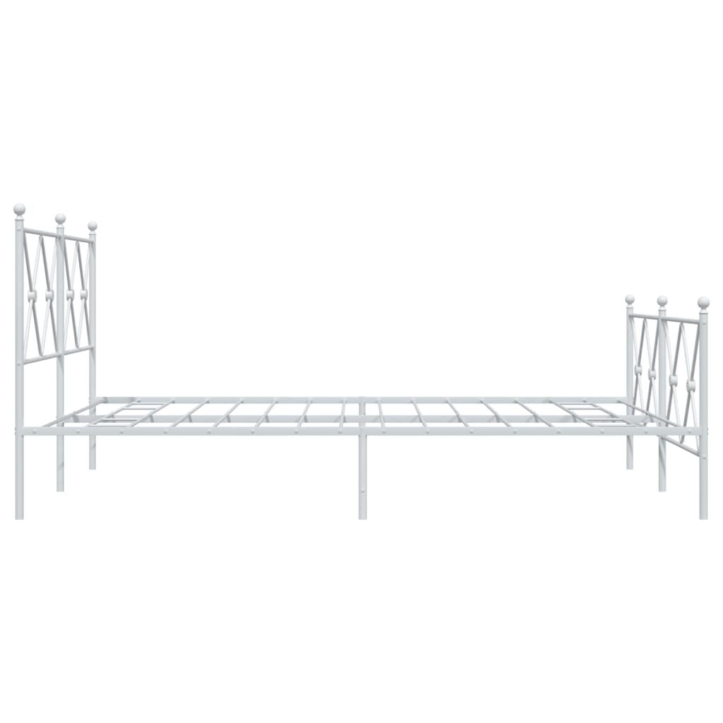Cadre de lit métal sans matelas et pied de lit blanc 137x190 cm - XIOS