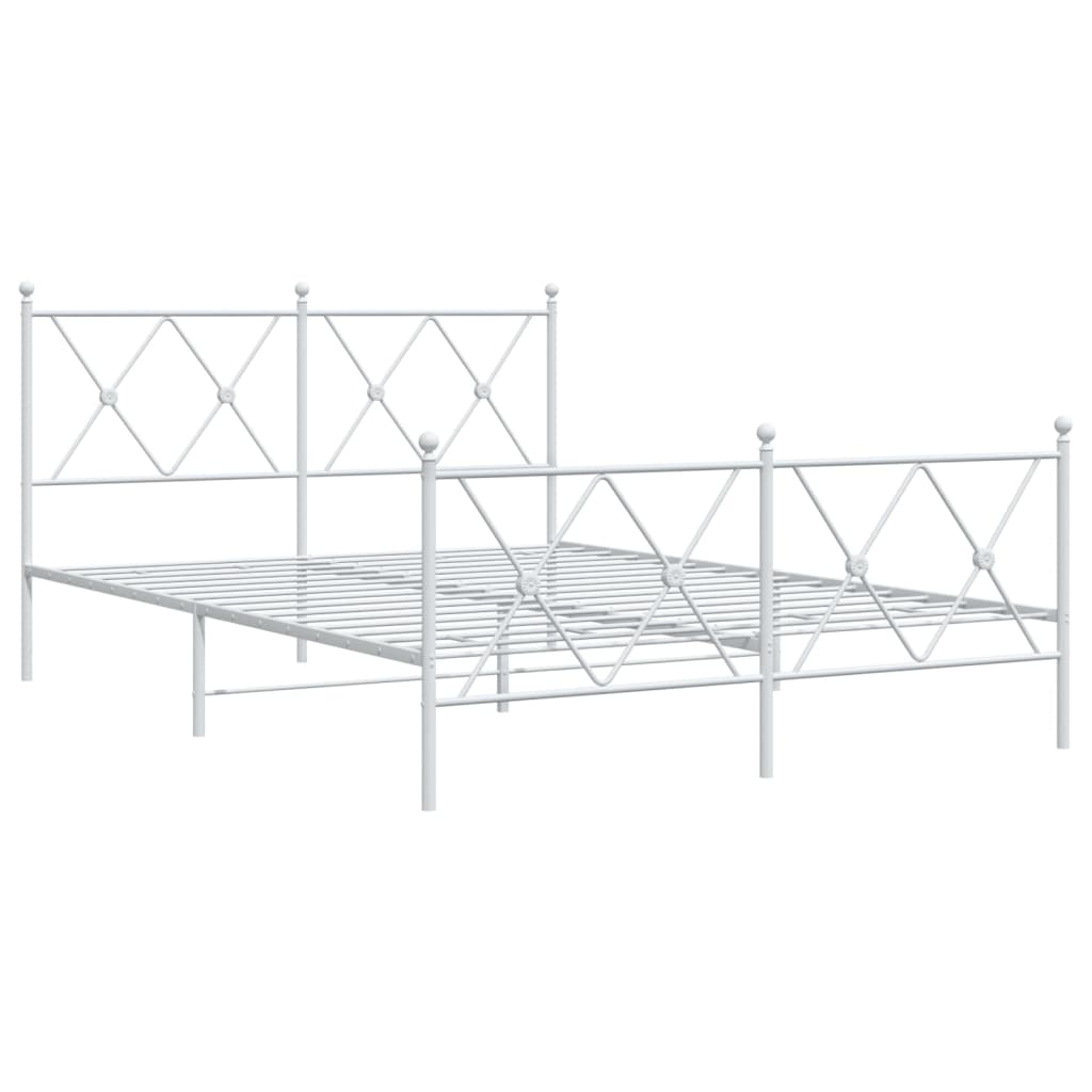 Cadre de lit métal sans matelas et pied de lit blanc 140x200 cm - XIOS