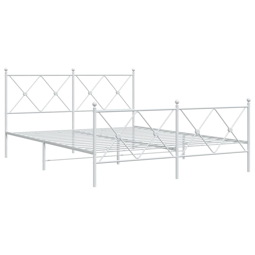 Cadre de lit métal sans matelas et pied de lit blanc 150x200 cm - XIOS