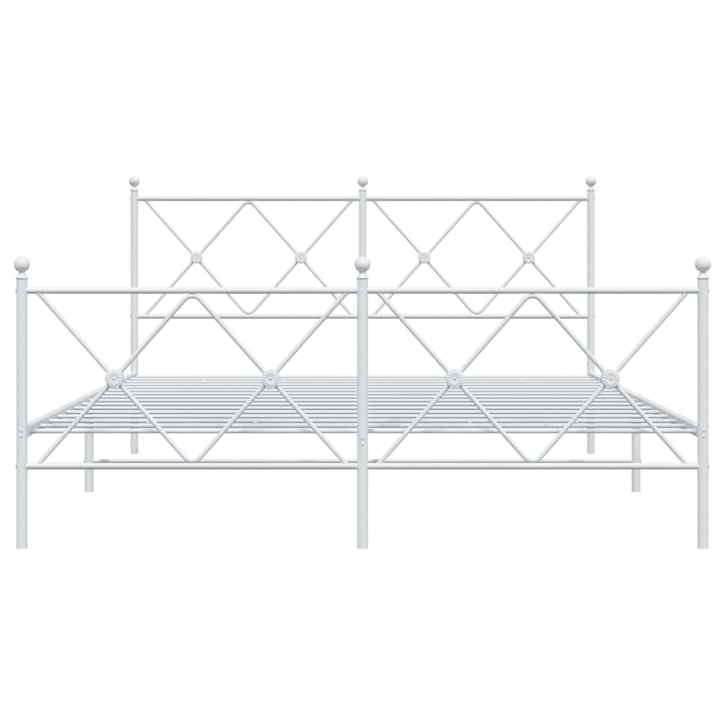 Cadre de lit métal sans matelas et pied de lit blanc 150x200 cm - XIOS