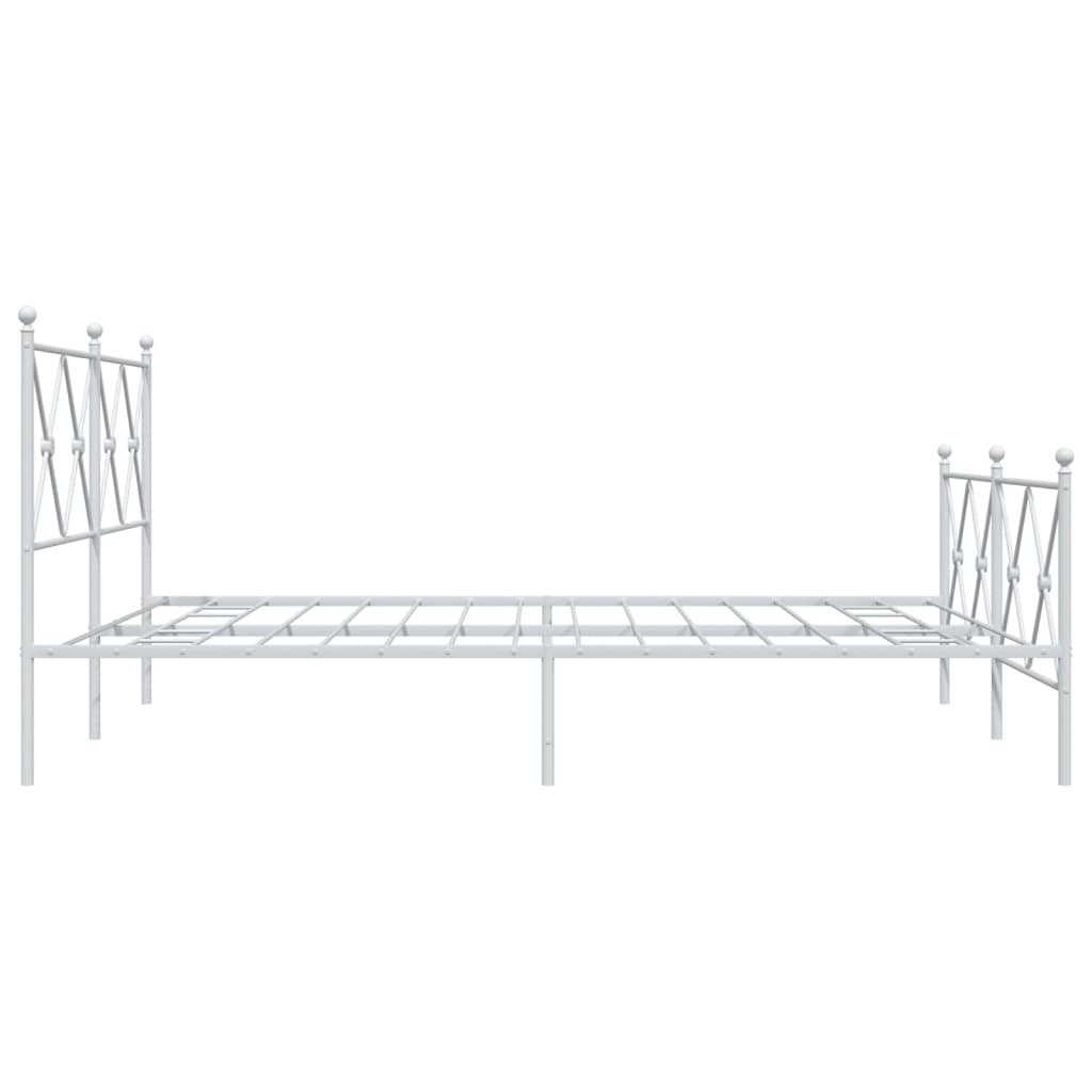 Cadre de lit métal sans matelas et pied de lit blanc 150x200 cm - XIOS