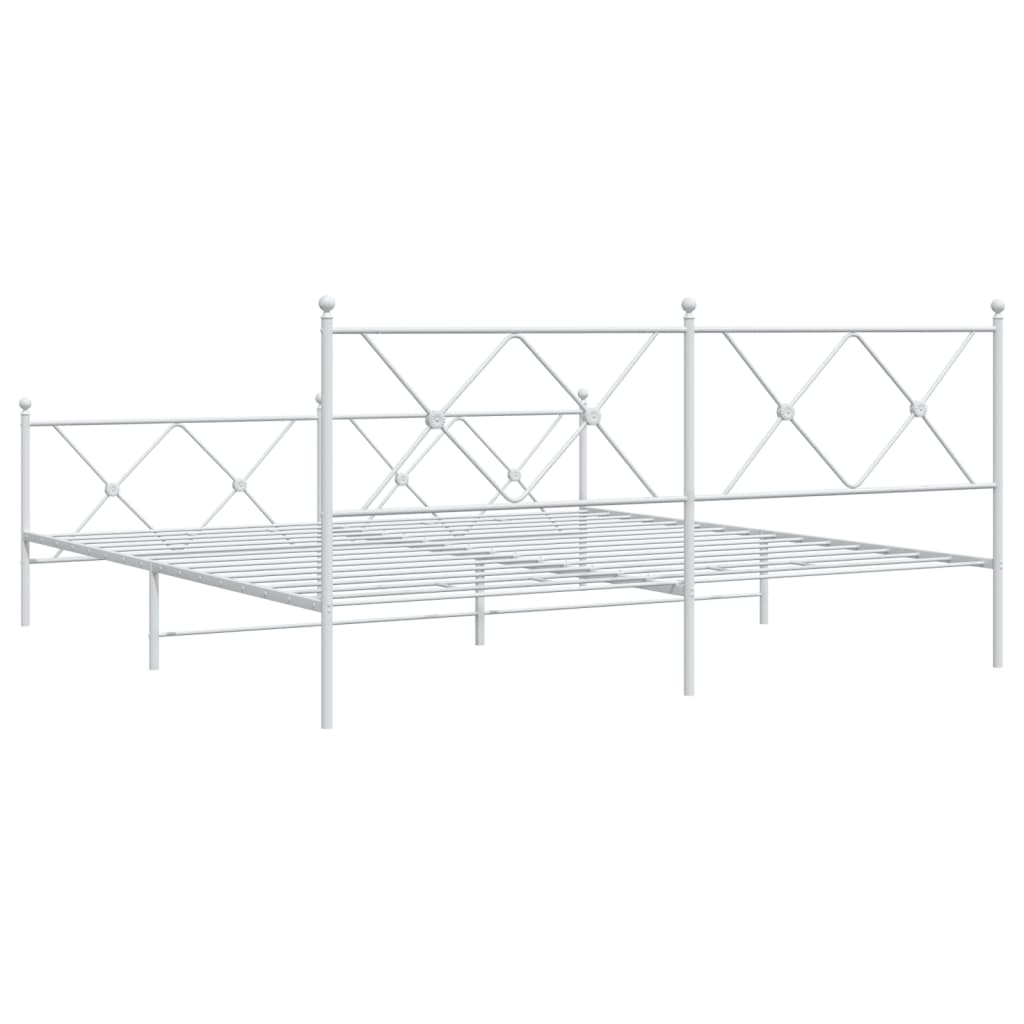 Cadre de lit métal sans matelas et pied de lit blanc 183x213 cm - XIOS
