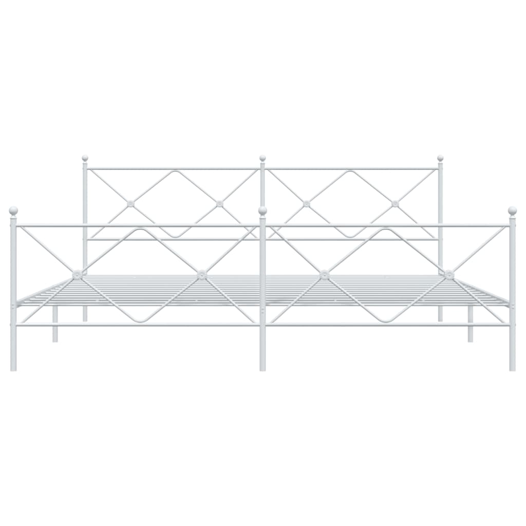 Cadre de lit métal sans matelas et pied de lit blanc 193x203 cm - XIOS