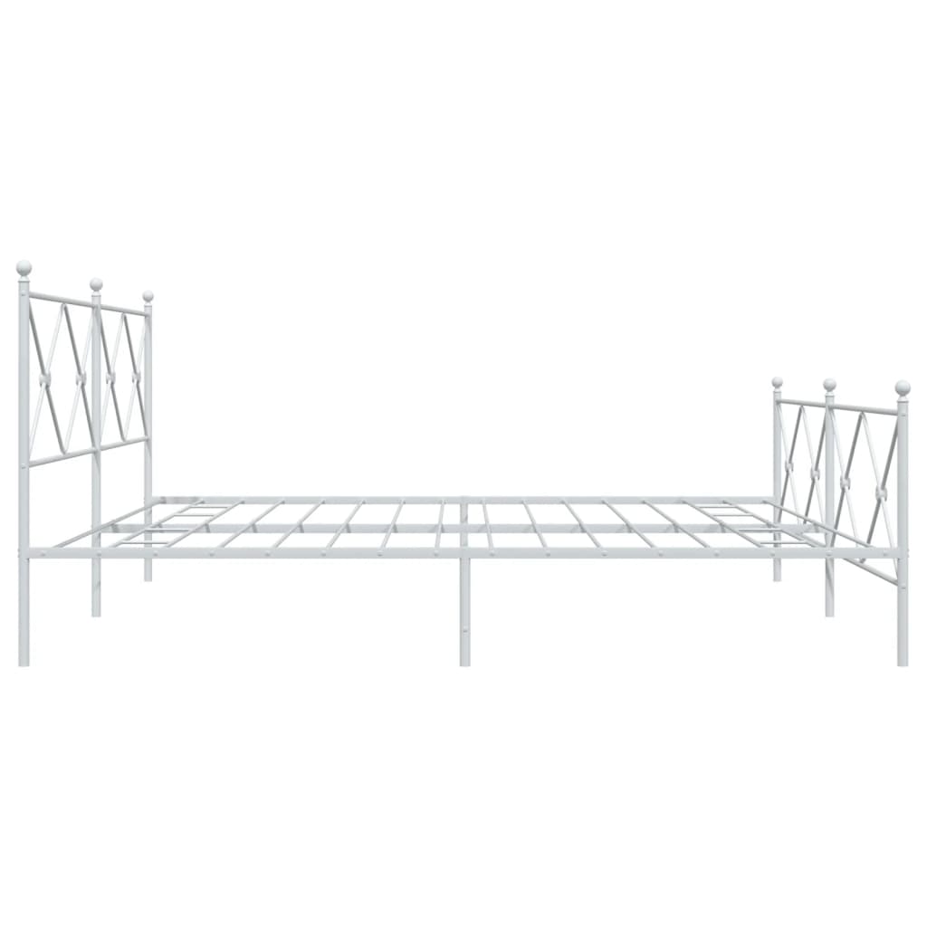 Cadre de lit métal sans matelas et pied de lit blanc 200x200 cm - XIOS