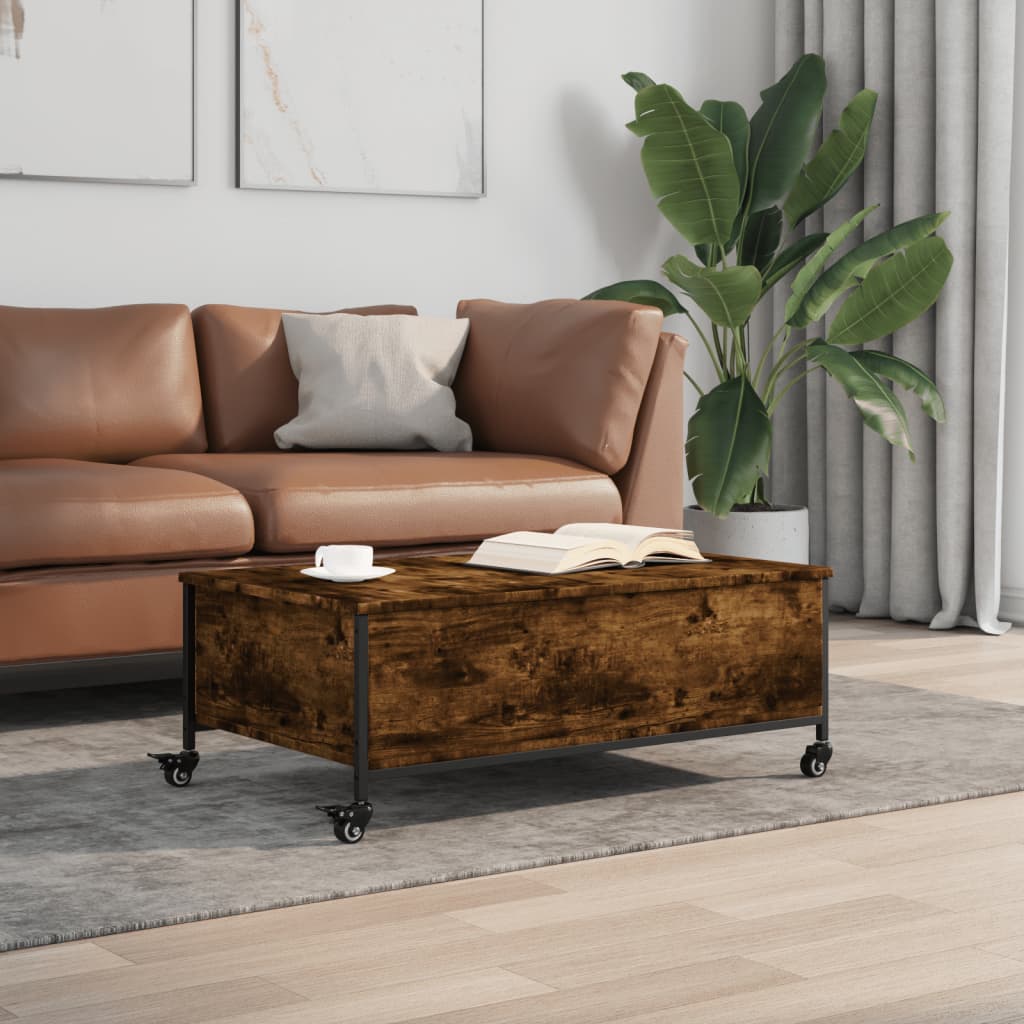Table basse avec roulettes chêne fumé bois d'ingénierie - XIOS