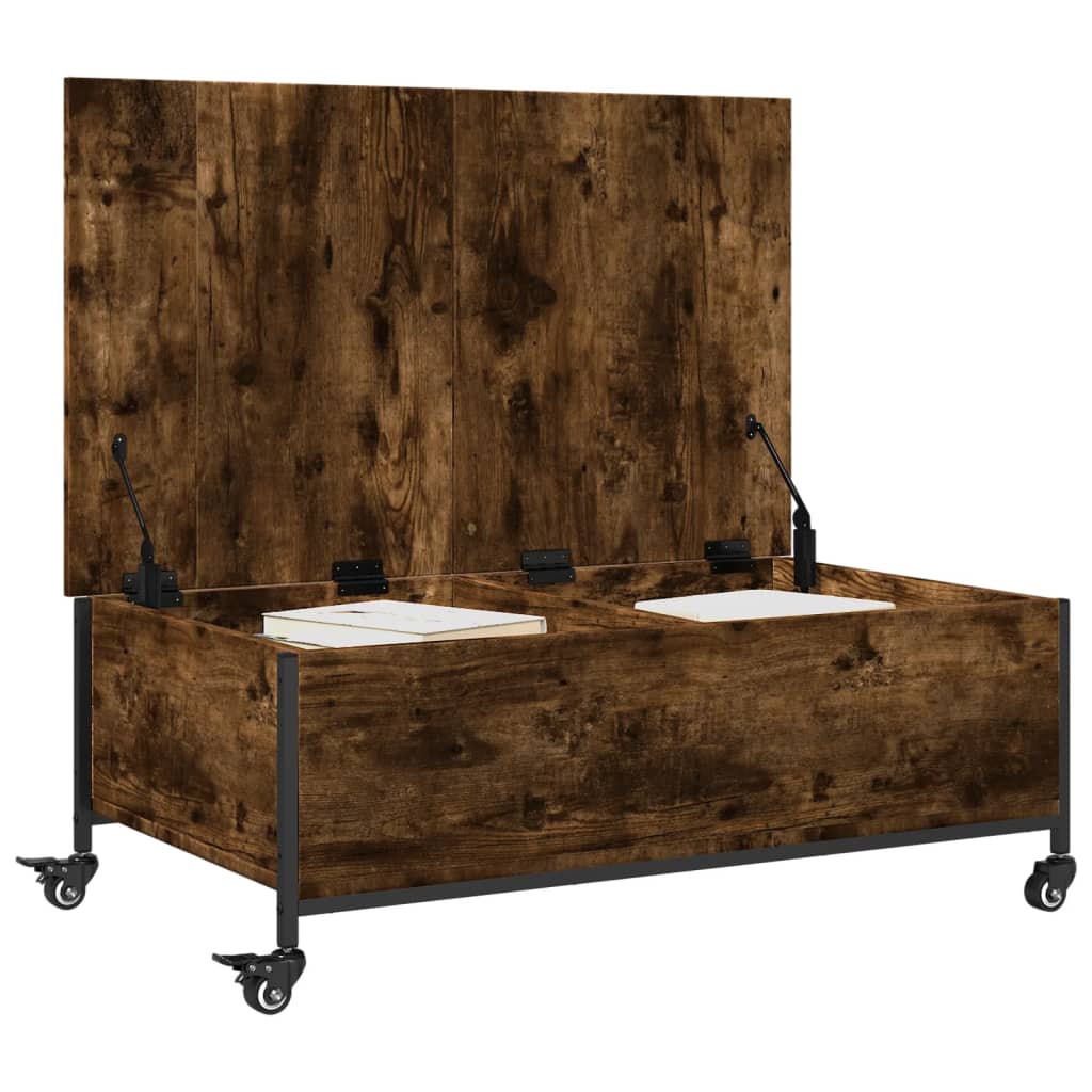 Table basse avec roulettes chêne fumé bois d'ingénierie - XIOS