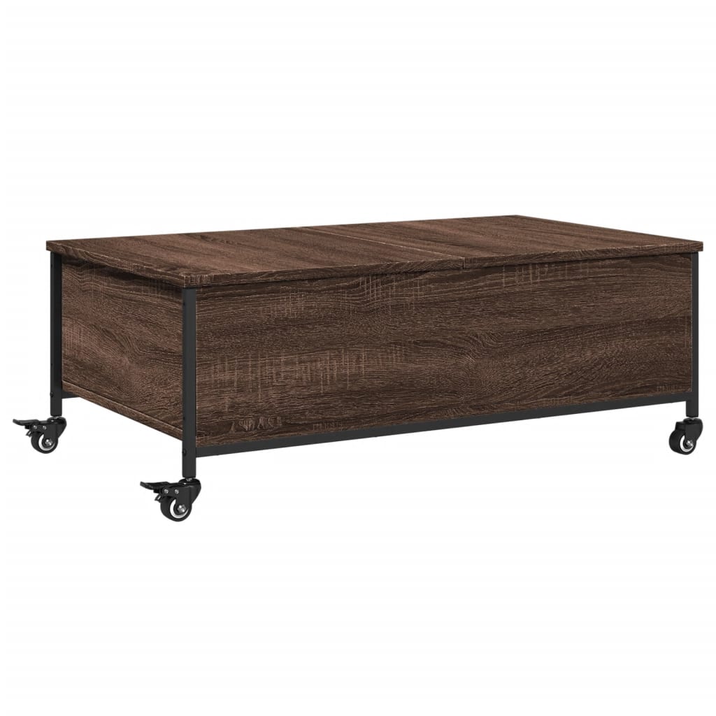 Table basse avec roulettes chêne marron bois d'ingénierie - XIOS