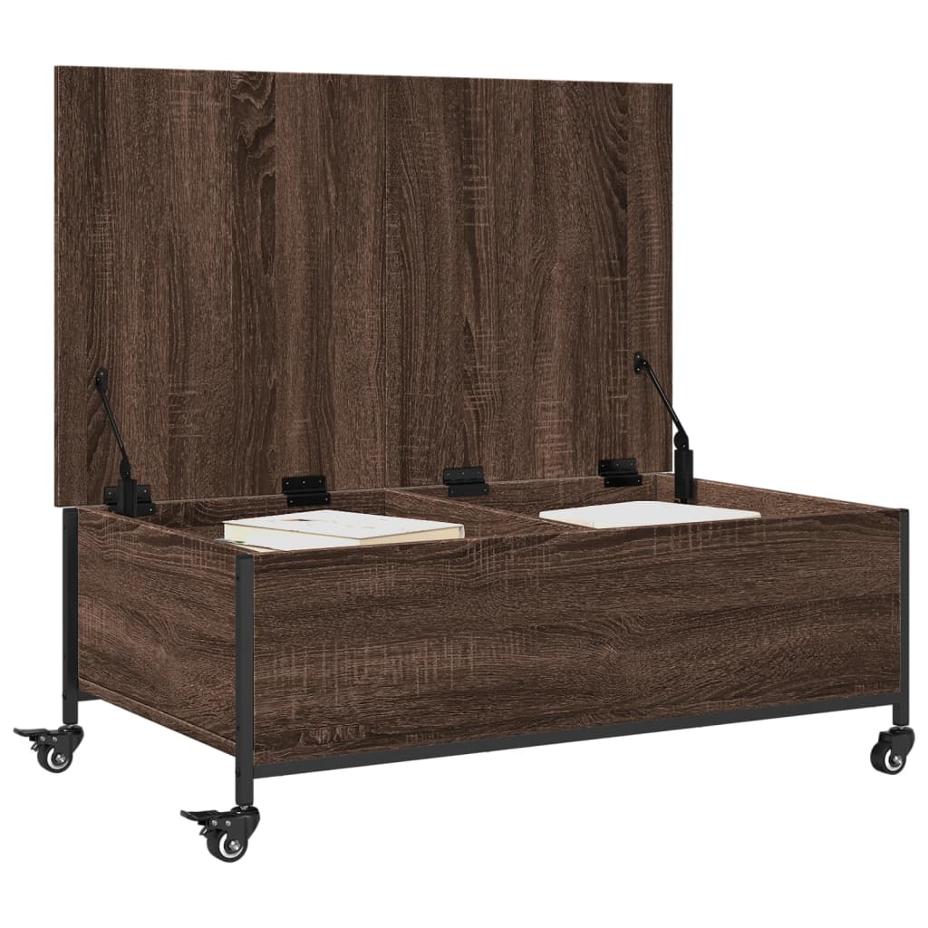 Table basse avec roulettes chêne marron bois d'ingénierie - XIOS