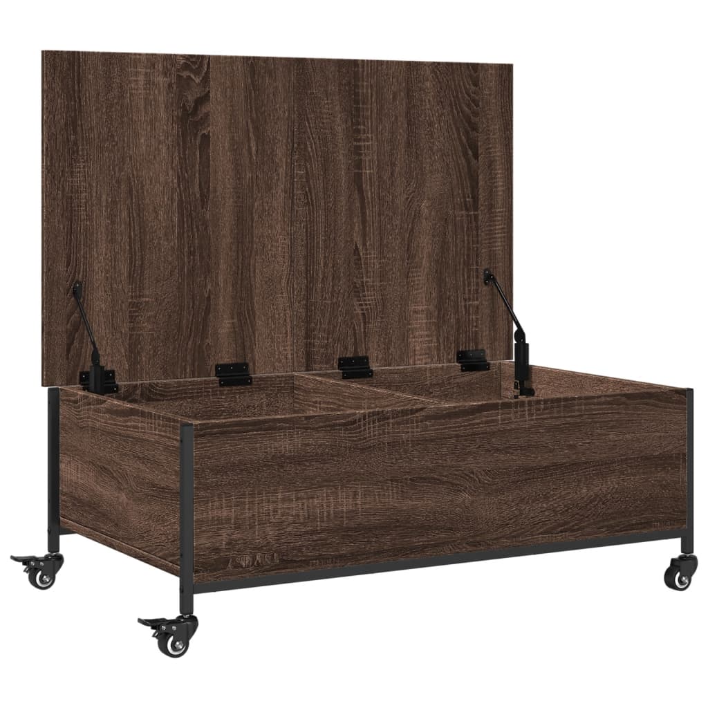 Table basse avec roulettes chêne marron bois d'ingénierie - XIOS