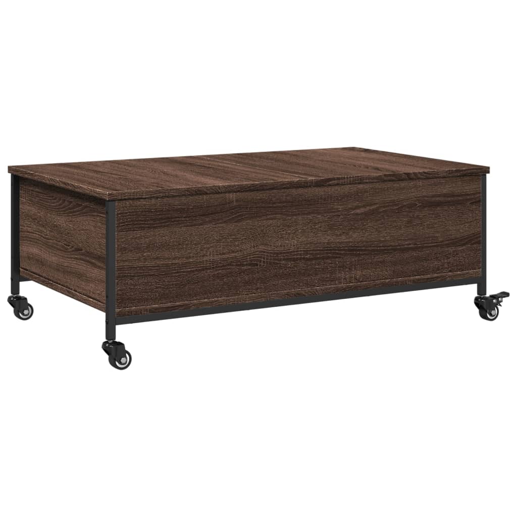 Table basse avec roulettes chêne marron bois d'ingénierie - XIOS
