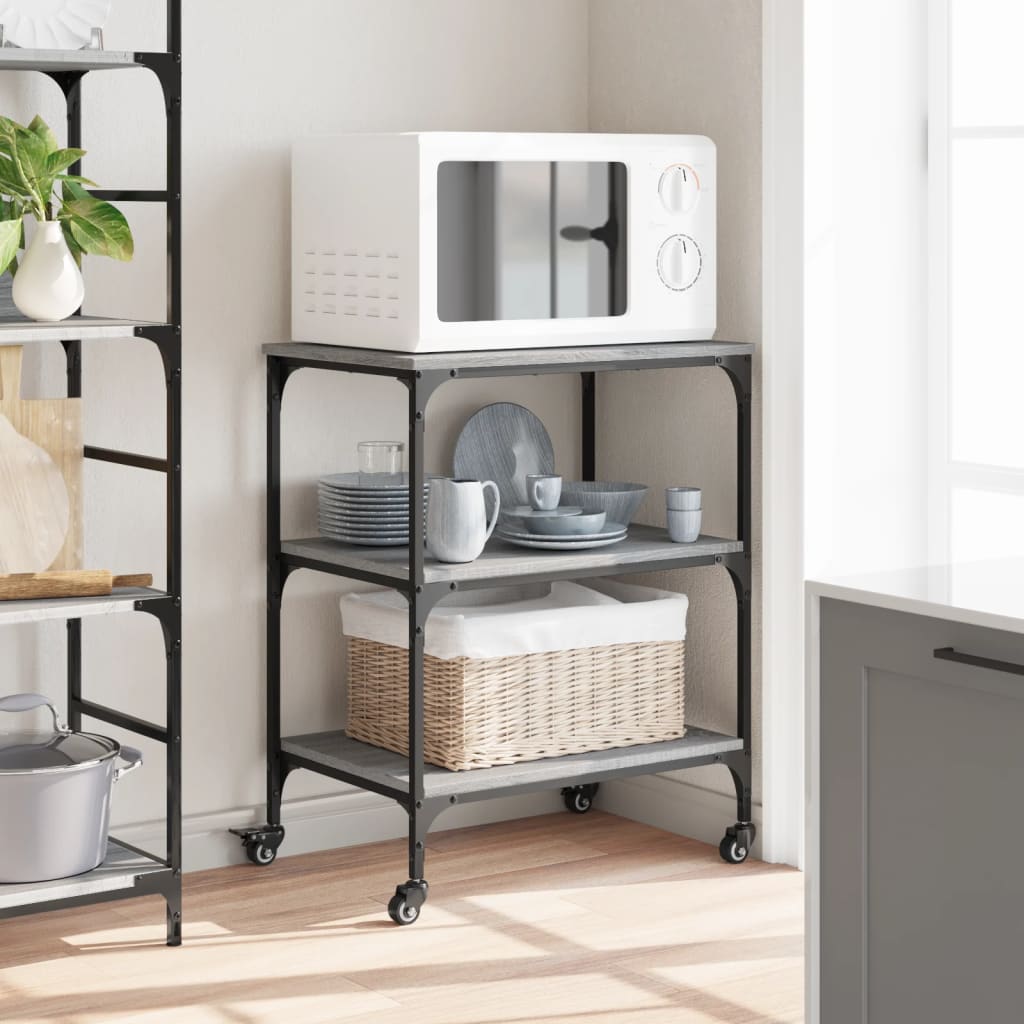 Chariot de cuisine sonoma gris 60x41x76 cm bois d'ingénierie - XIOS