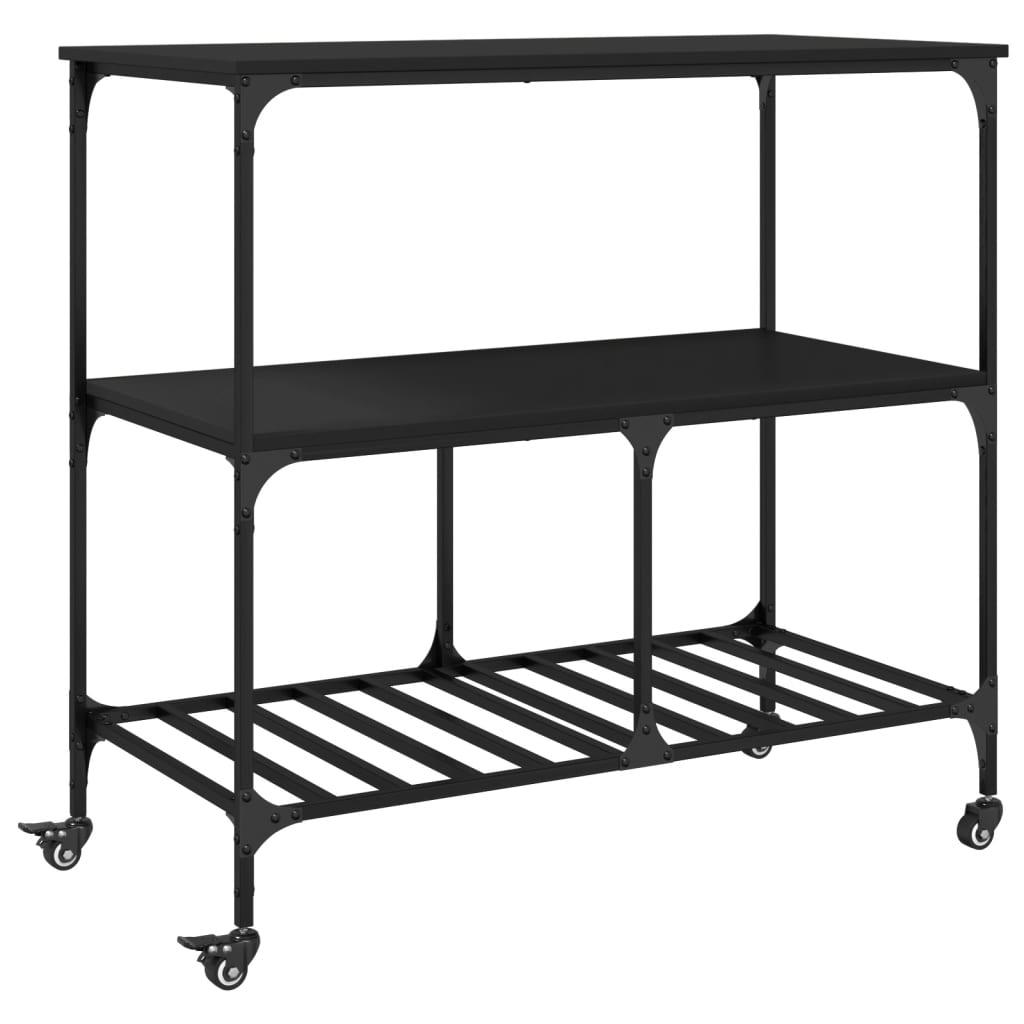 Chariot de cuisine noir 100x50x95 cm bois d'ingénierie - XIOS