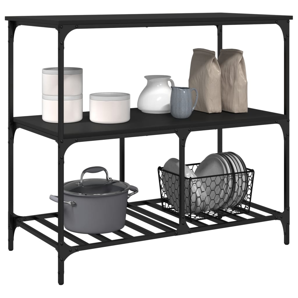Chariot de cuisine noir 100x50x95 cm bois d'ingénierie - XIOS