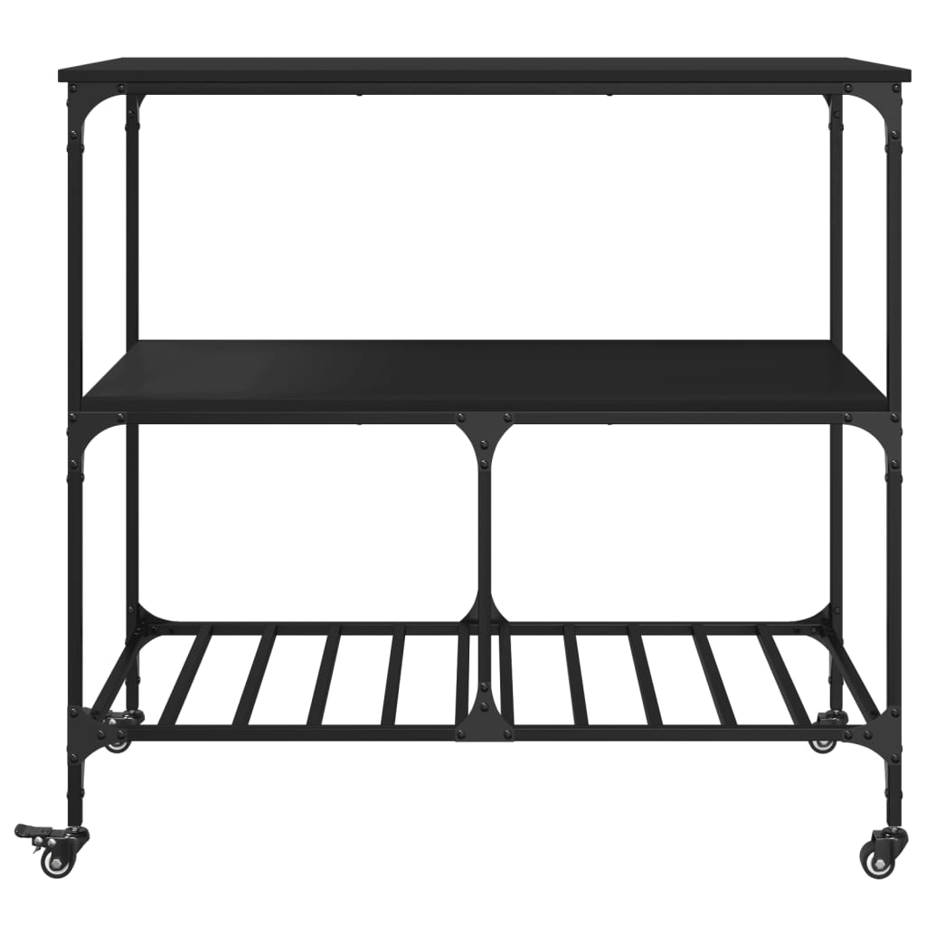 Chariot de cuisine noir 100x50x95 cm bois d'ingénierie - XIOS